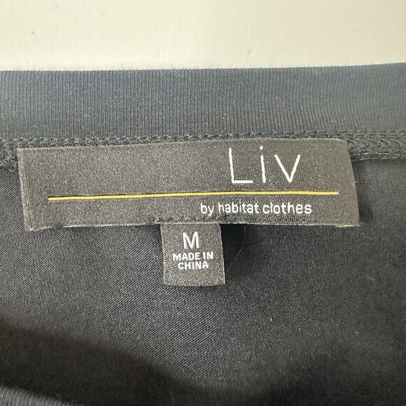 Habitat LIV Shirt Top Womens Medium Black Lagenlook Boxy Minimalist Pima Stretch - Picture 5 of 10